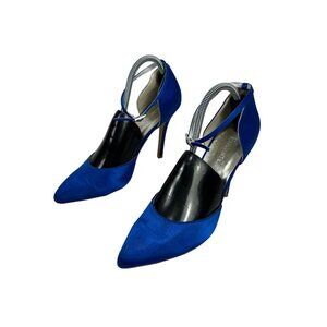 Elegant Park Blue Pointed-Toe High Heels Ankle Strap 3.5-Inch Stiletto Womens 8